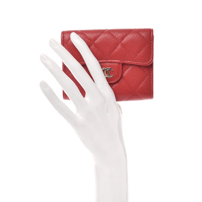 Chanel Caviar Quilted Flap Card Holder Wallet Red 2 of 10