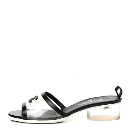 Chanel Lambskin PVC Mule 39.5 Transparent Black 1 of 8