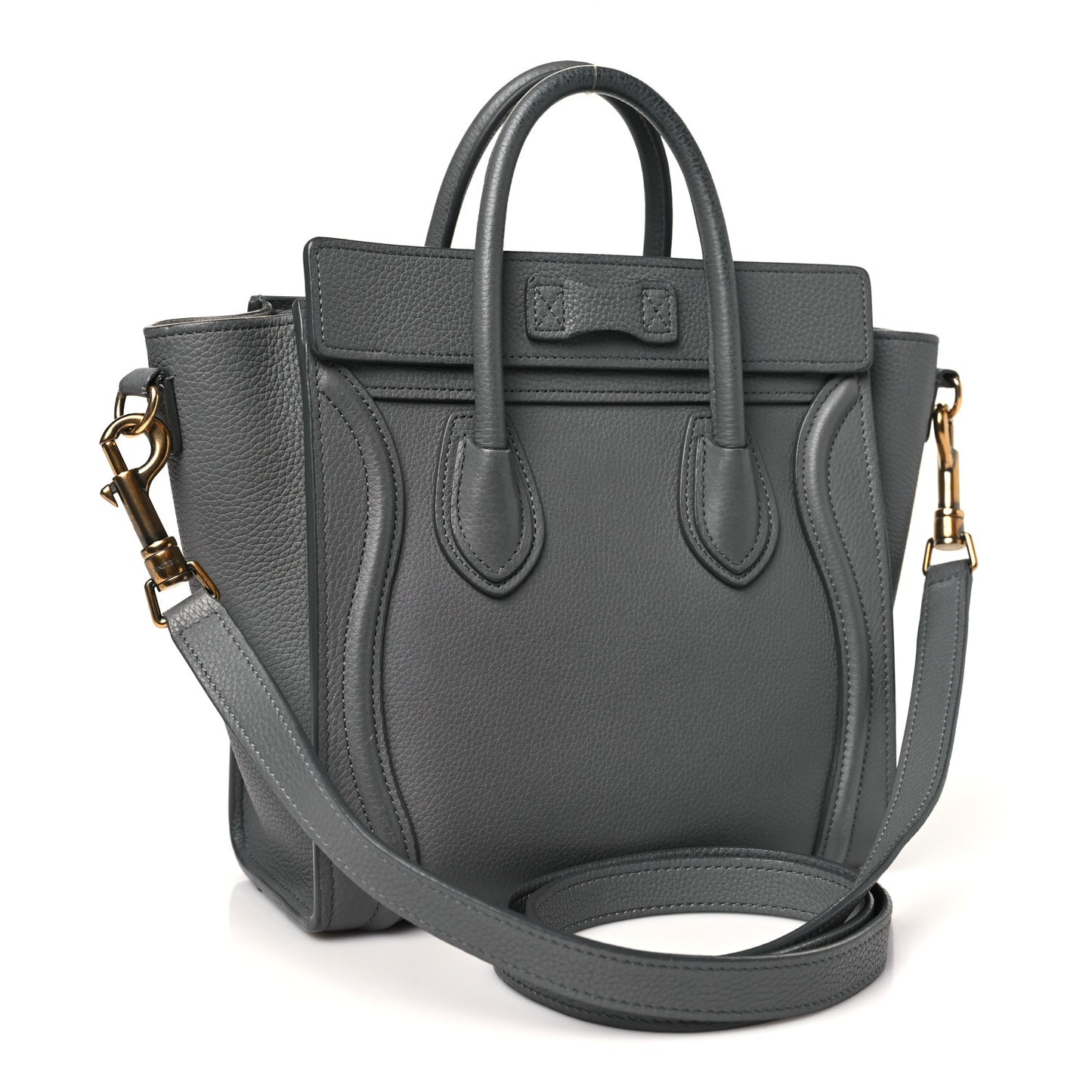 Drummed Calfskin Nano Luggage Kohl