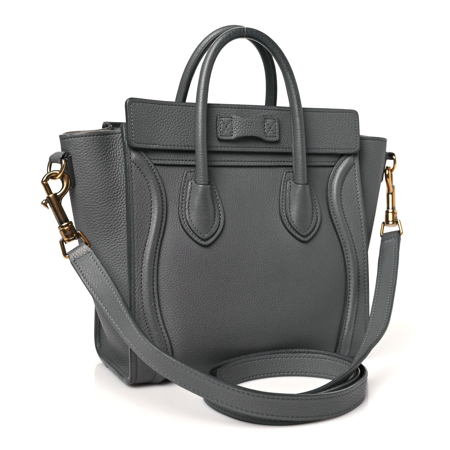 Celine Drummed Calfskin Nano Luggage Kohl 3 of 15