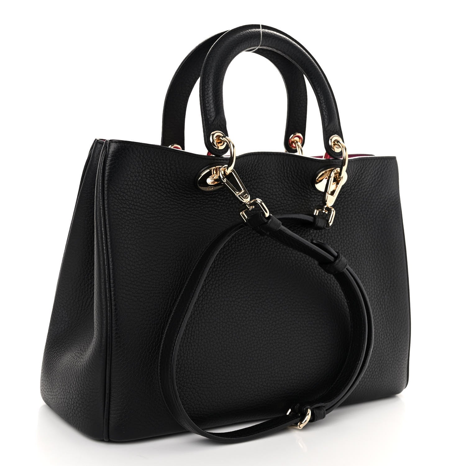 Christian Dior Bullcalf Medium Diorissimo Tote Black Rose Indien 4 of 11