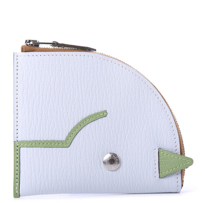 Hermes Chevre Mysore Paddock Change Purse Blue Brume Vert Criquet 1 of 9