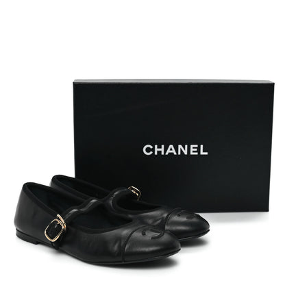 Chanel Lambskin Mary Jane Flats 39.5 Black 10 of 10