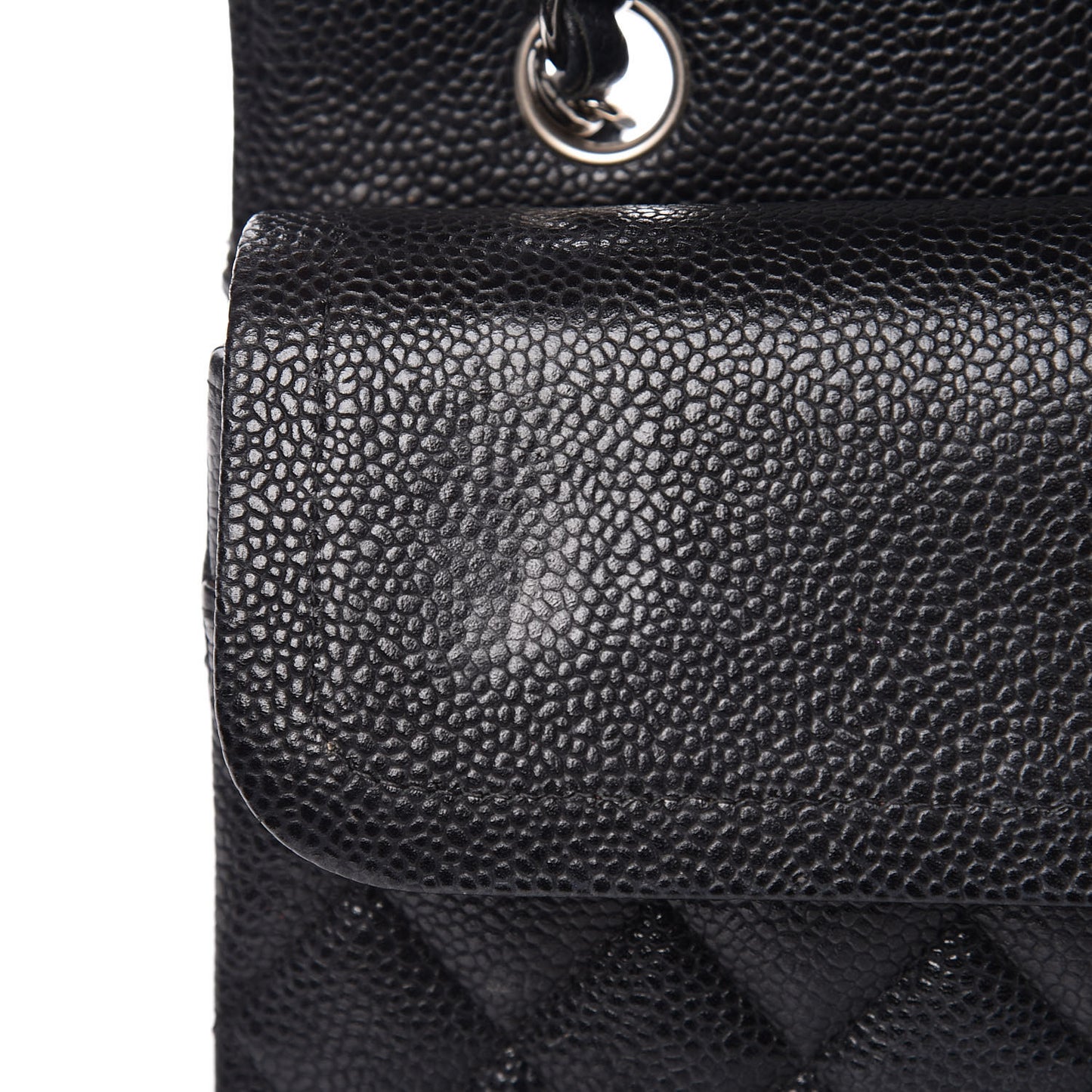 Caviar Quilted Medium Double Flap Black