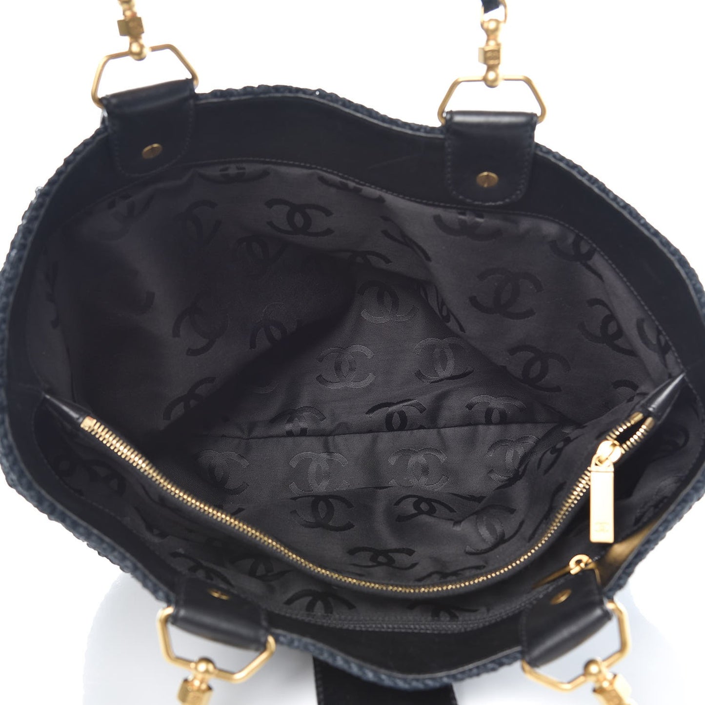 Straw Raffia Tote Black