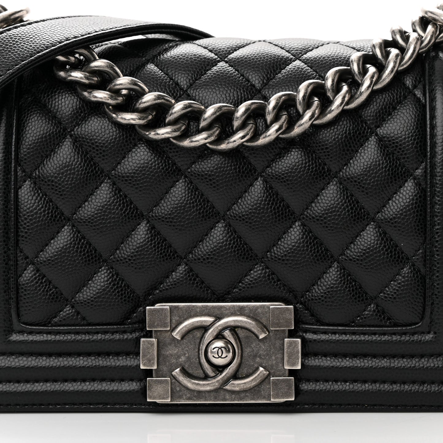 Caviar Quilted Small Boy Flap Black