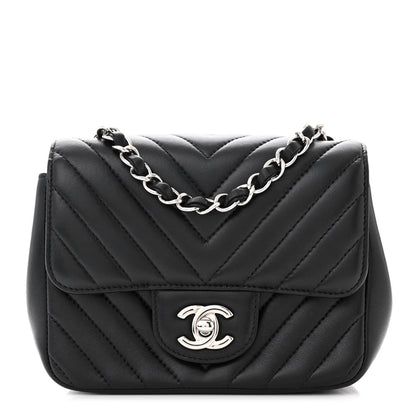 Chanel Lambskin Chevron Quilted Mini Square Flap Black 1 of 12