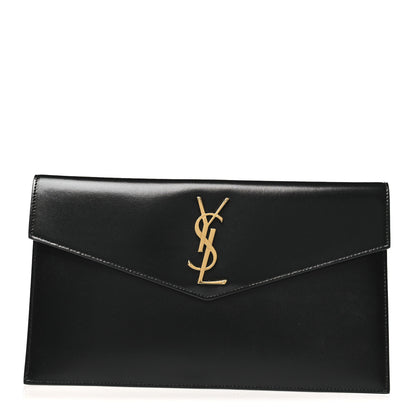 Saint Laurent Smooth Shiny Calfskin Monogram Uptown Pouch Black 1 of 8