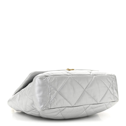 Chanel Metallic Goatskin Quilted Maxi Chanel 19 Flap Silver 4 of 11
