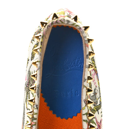 Christian Louboutin Canvas Loubi Jungle Print Ares Spikes Flat Espadrilles 37 Ivory 6 of 9