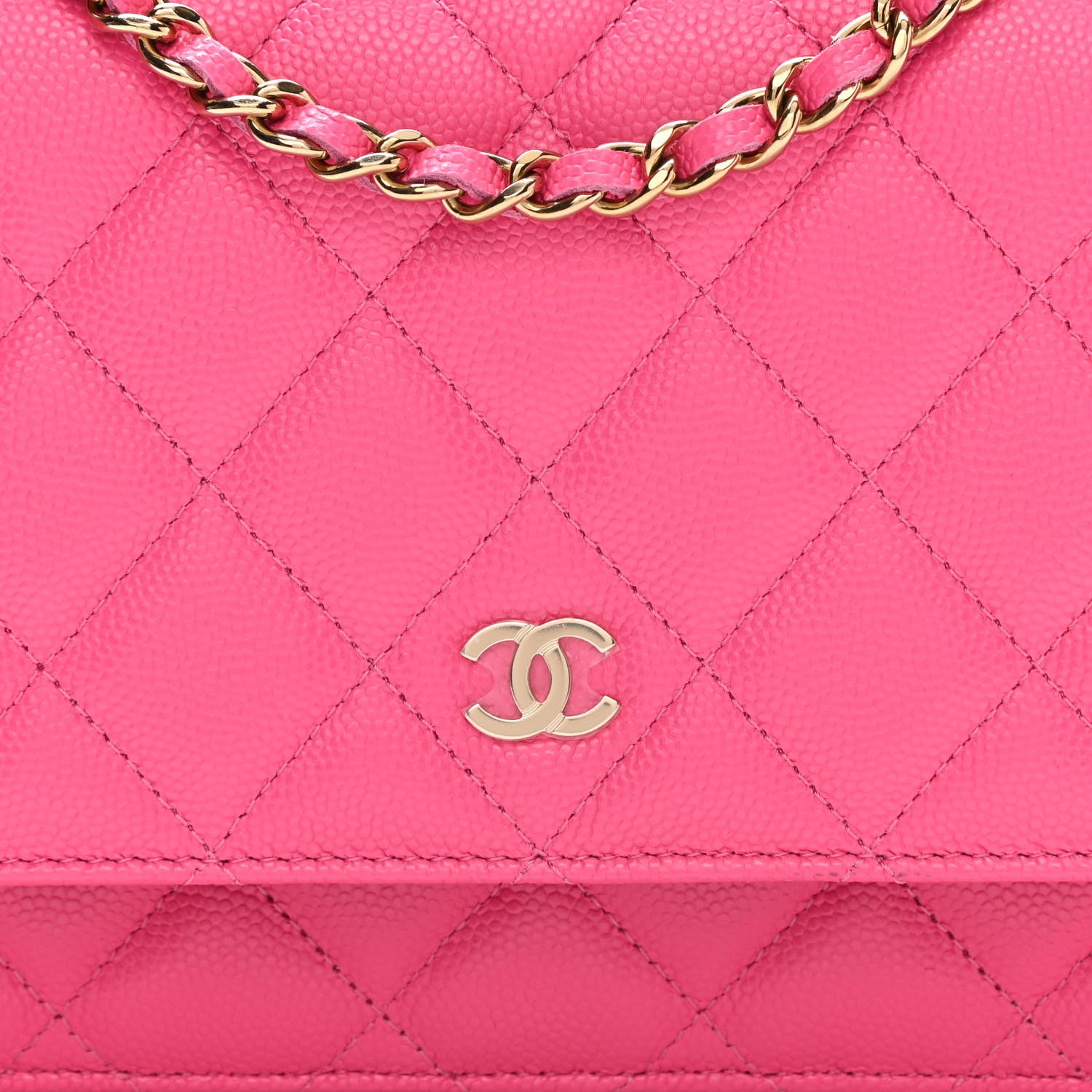 Chanel Caviar Quilted Wallet On Chain WOC Fuchsia 9 of 13