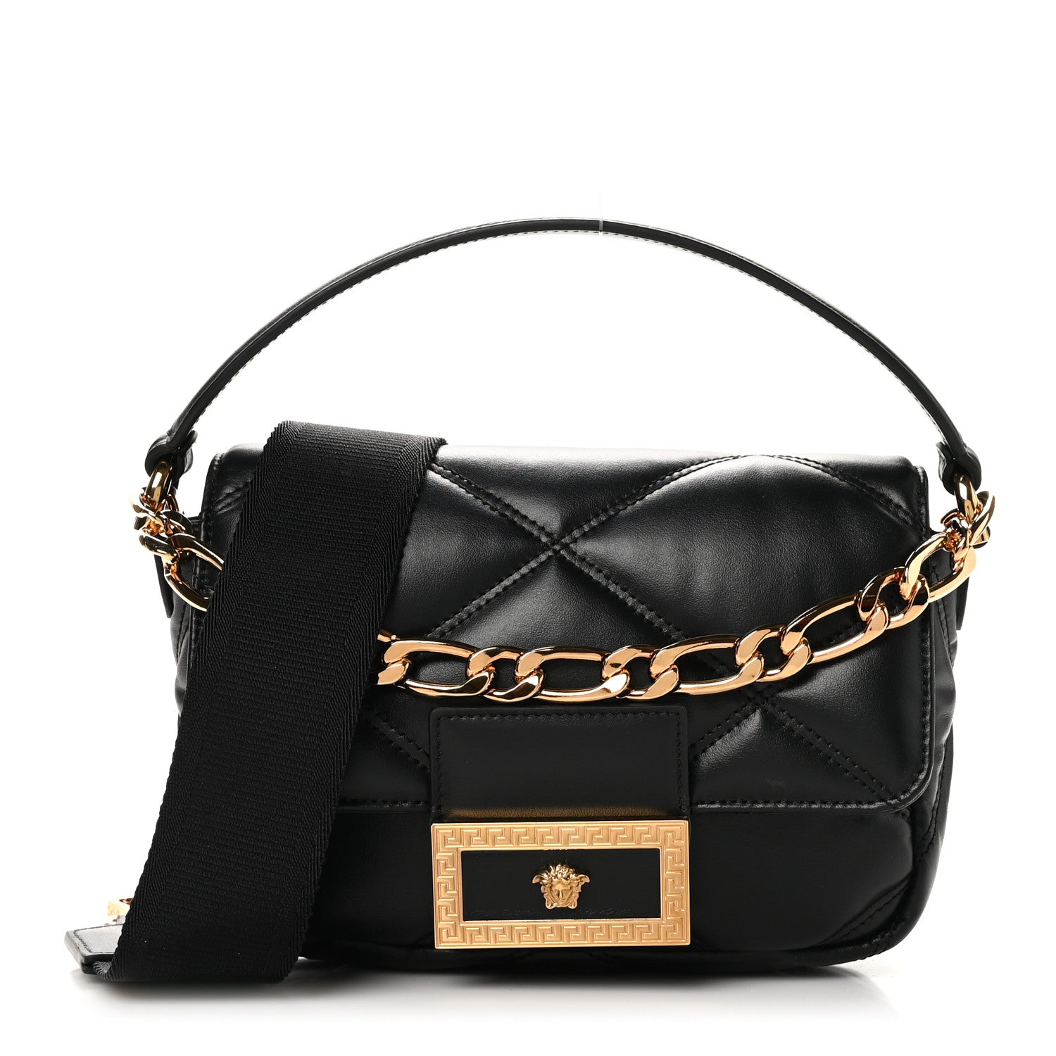 Versace Nappa Quilted Medusa Top Handle Shoulder Bag Black 1 of 9