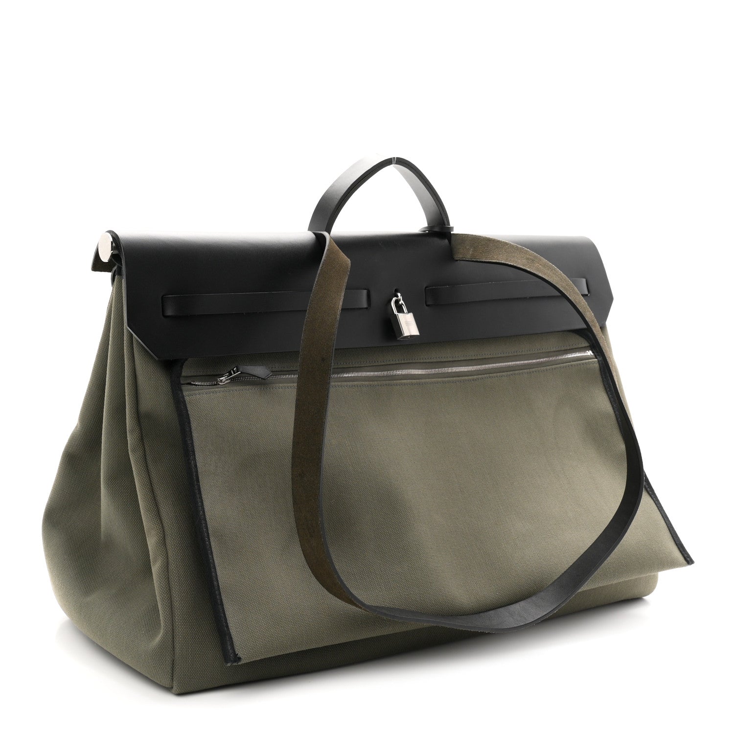 Hermes Military Toile Vache Hunter Herbag Cabine Zip 50 Kaki Black 4 of 11