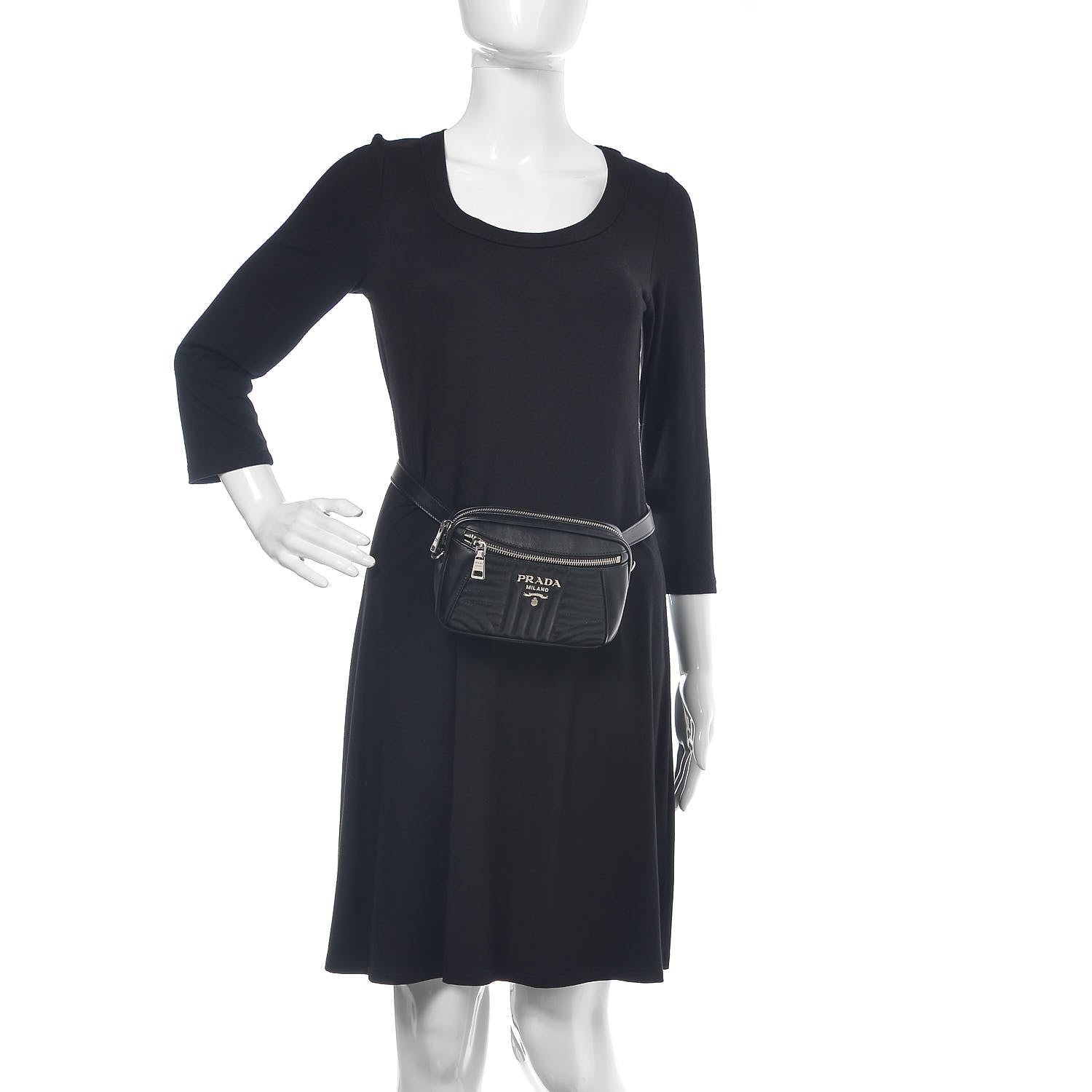 Prada Soft Calfskin Impunture Diagramme Belt Bag Black 3 of 9