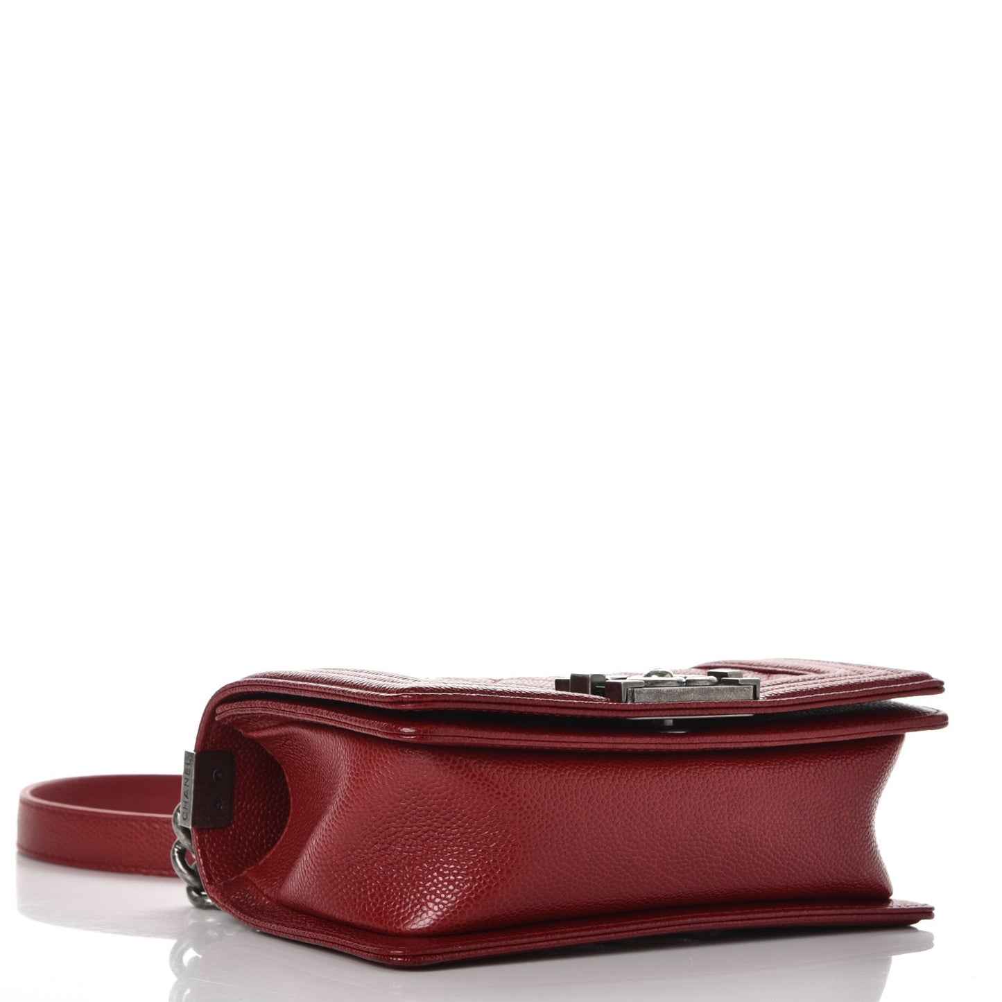 Caviar Quilted Small Boy Flap Dark Red