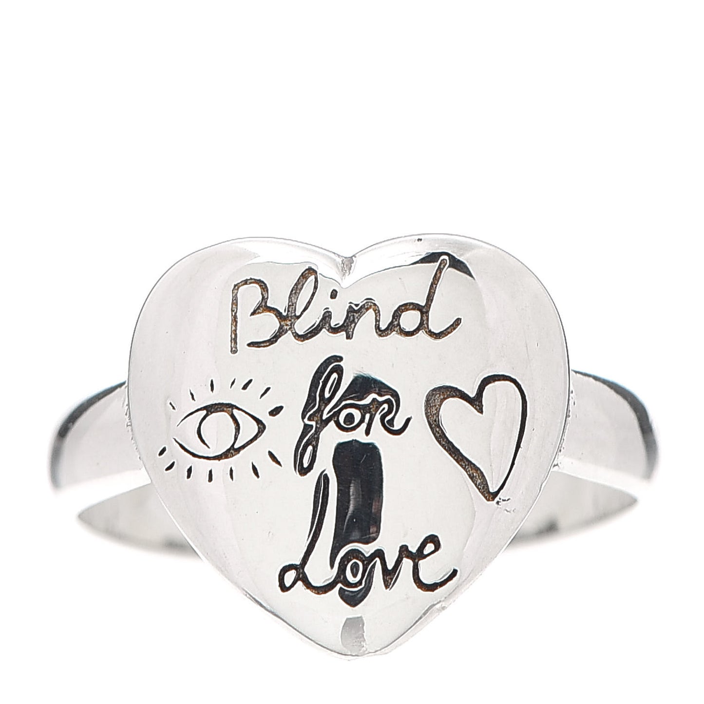 Sterling Silver Blind for Love Heart Band Ring 50 5.25