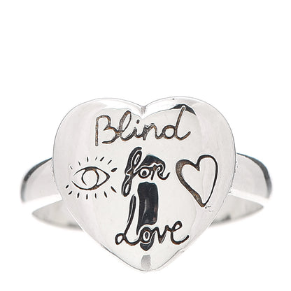 Gucci Sterling Silver Blind for Love Heart Band Ring 50 5.25 1 of 5