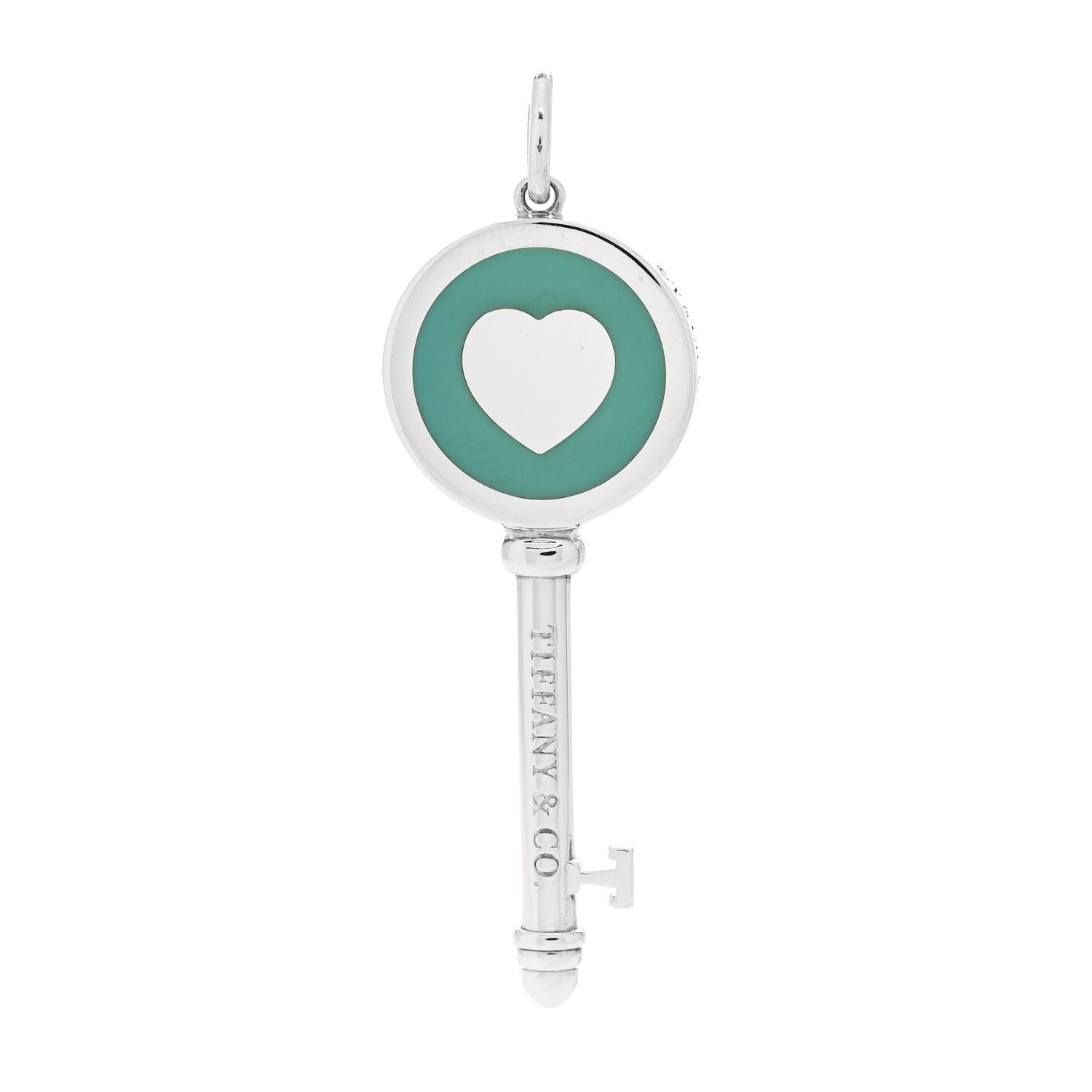 Tiffany Sterling Silver Enamel Heart Key Pendant Blue 3 of 5