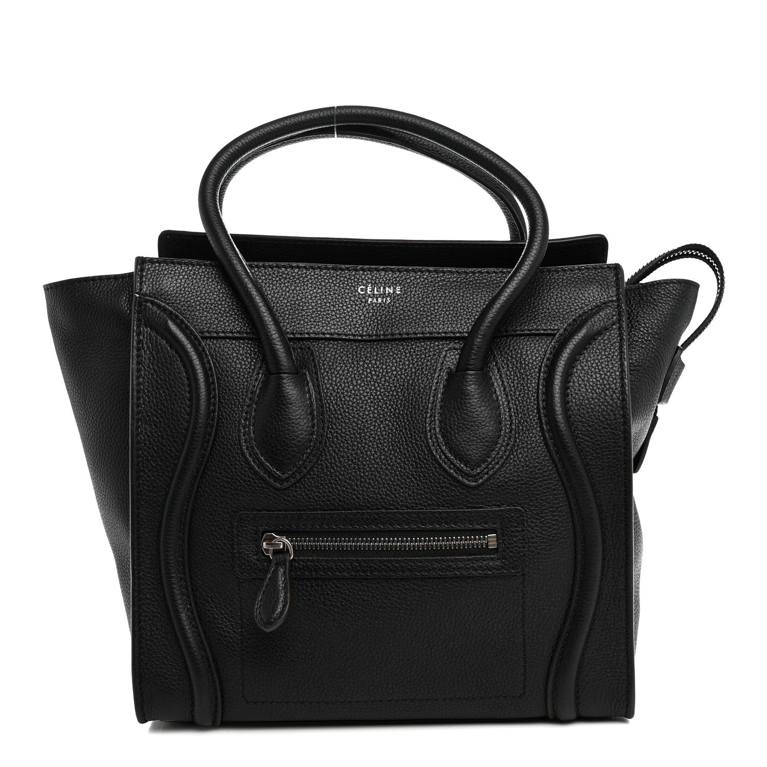 Celine Drummed Calfskin Micro Luggage Black 1 of 10