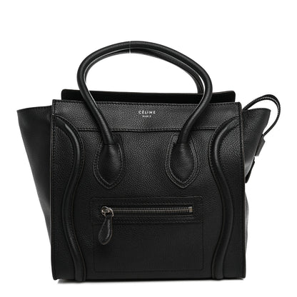 Celine Drummed Calfskin Micro Luggage Black 1 of 10