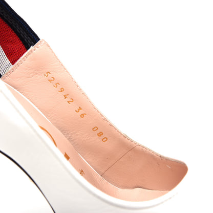 Gucci Malaga Kid Web Sylvie High Heel Slingback Pumps 36 White 10 of 11