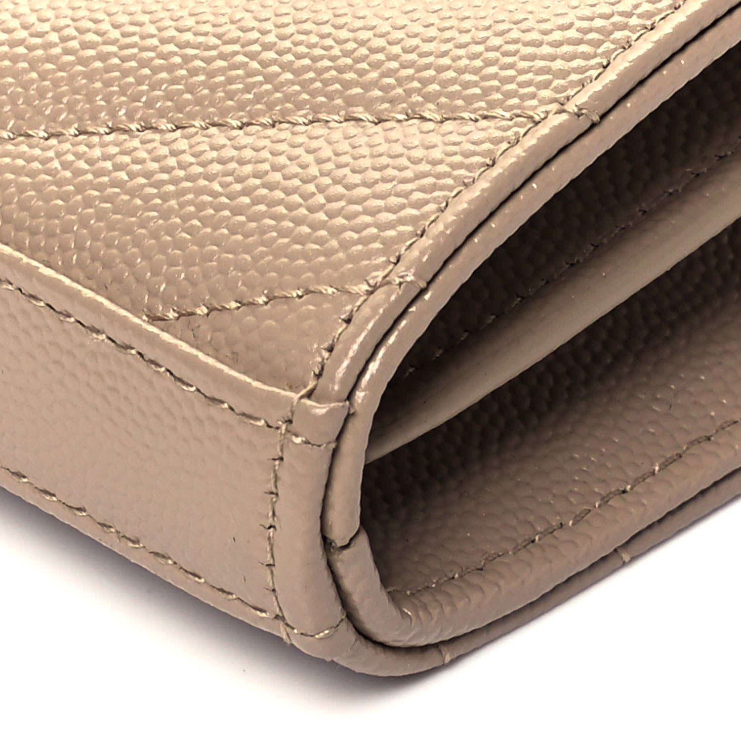 Saint Laurent Grain De Poudre Matelasse Chevron Monogram Chain Wallet Dark Beige 8 of 8