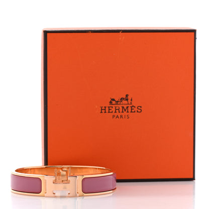 Hermes Enamel Narrow Clic Clac H Bracelet PM Rose Velours 6 of 6