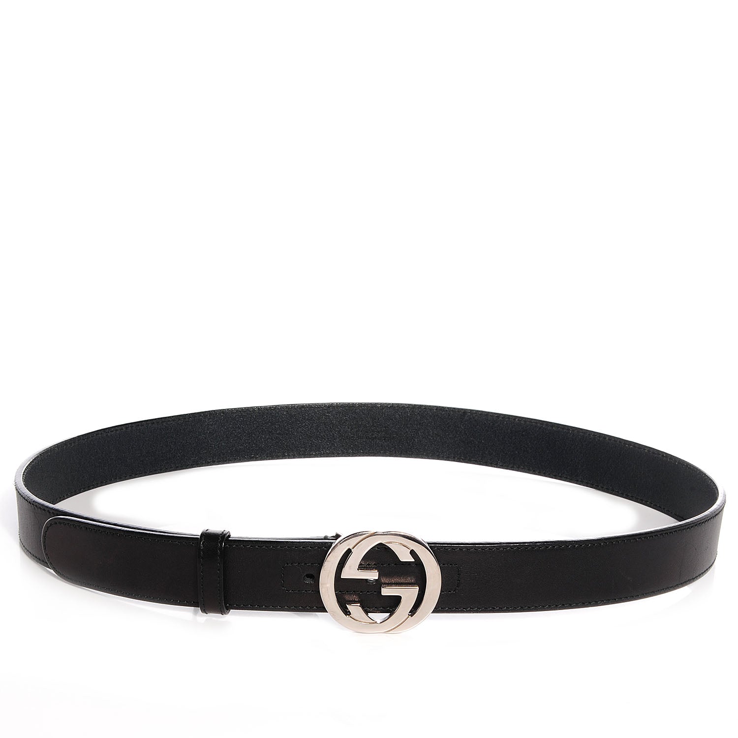 Gucci Leather GG Silver Belt Black 85/34 1 of 4