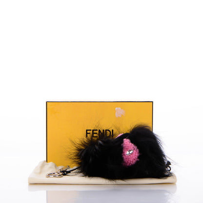 Fendi Mixed Fur Monster Bag Bug Charm Black 5 of 5