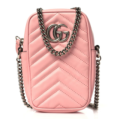 Gucci Calfskin Matelasse Mini GG Marmont Crossbody Bag Wild Rose 1 of 11