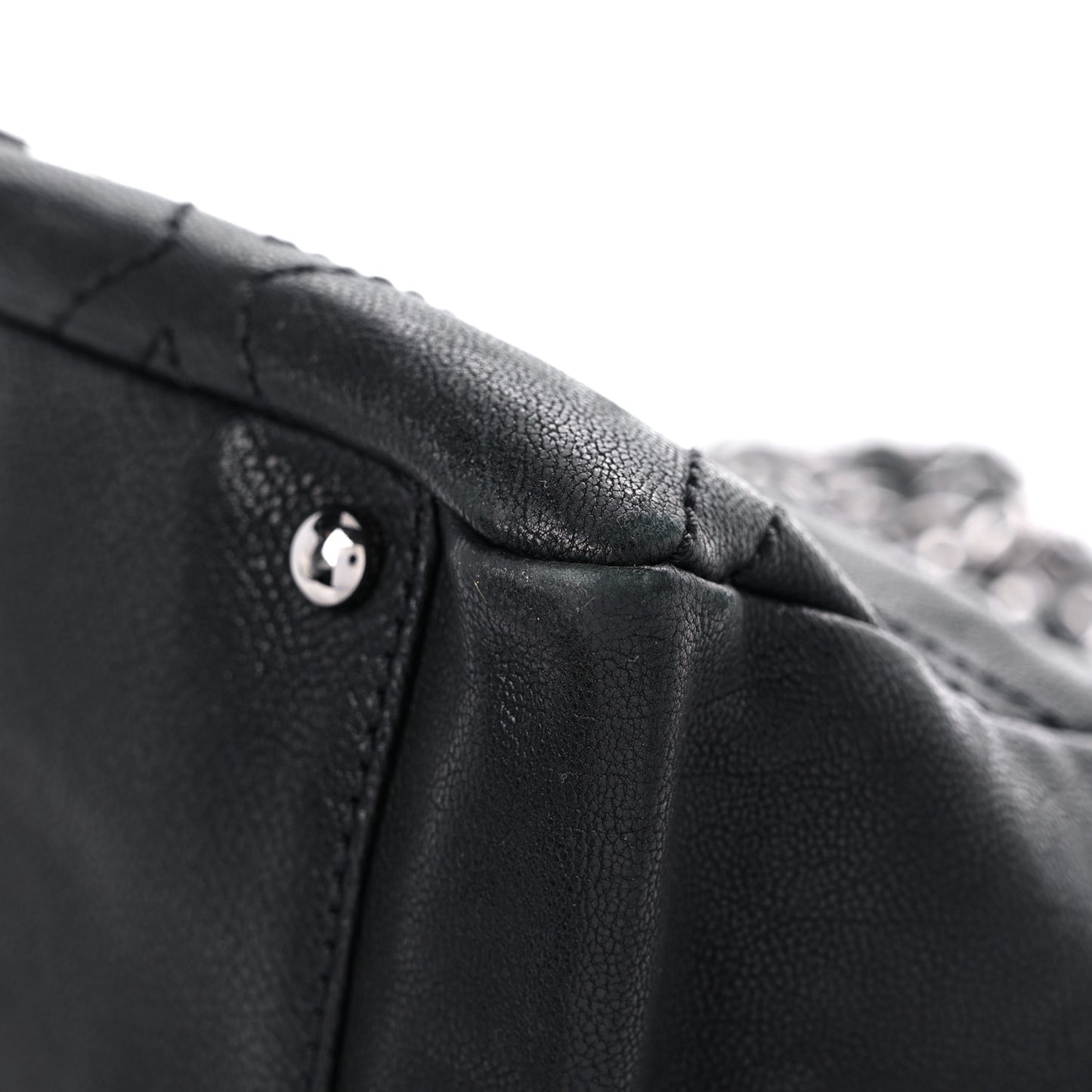 Calfskin Small Diamond Stitch Tote Black