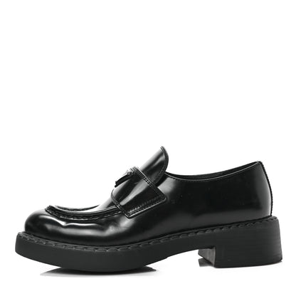 Prada Spazzolato Metal Triangle Logo 50mm Loafers 36.5 Black 1 of 8