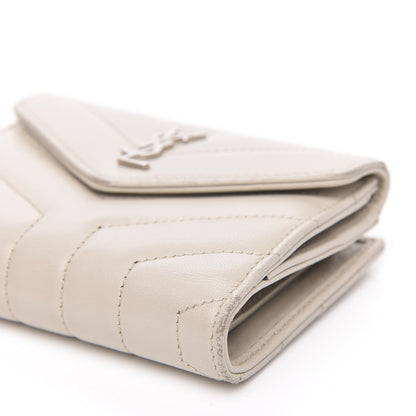 Saint Laurent Lambskin Y Quilted Monogram Compact Loulou Wallet Nude Powder 9 of 12