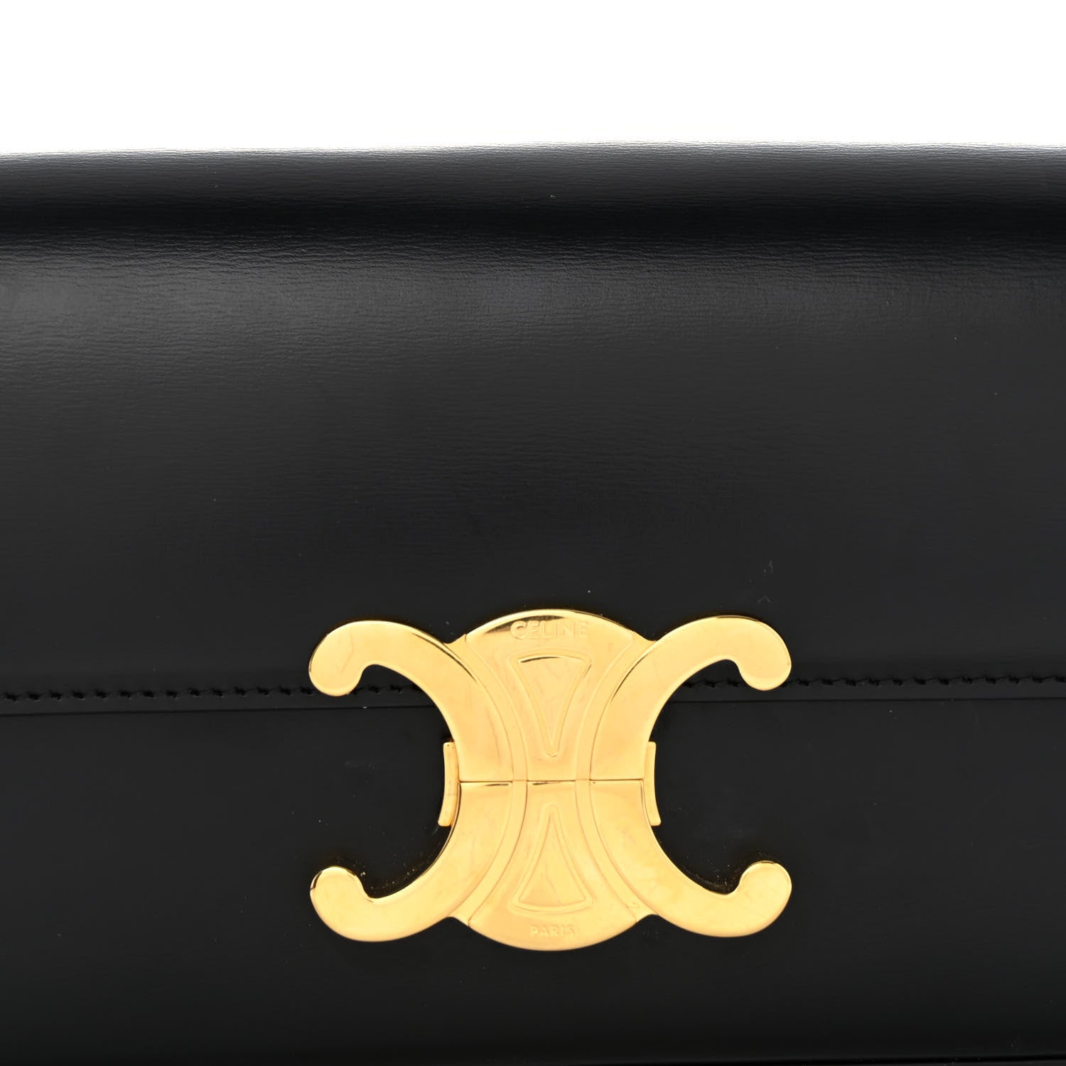 Celine Shiny Calfskin Triomphe Shoulder Bag Black 8 of 10