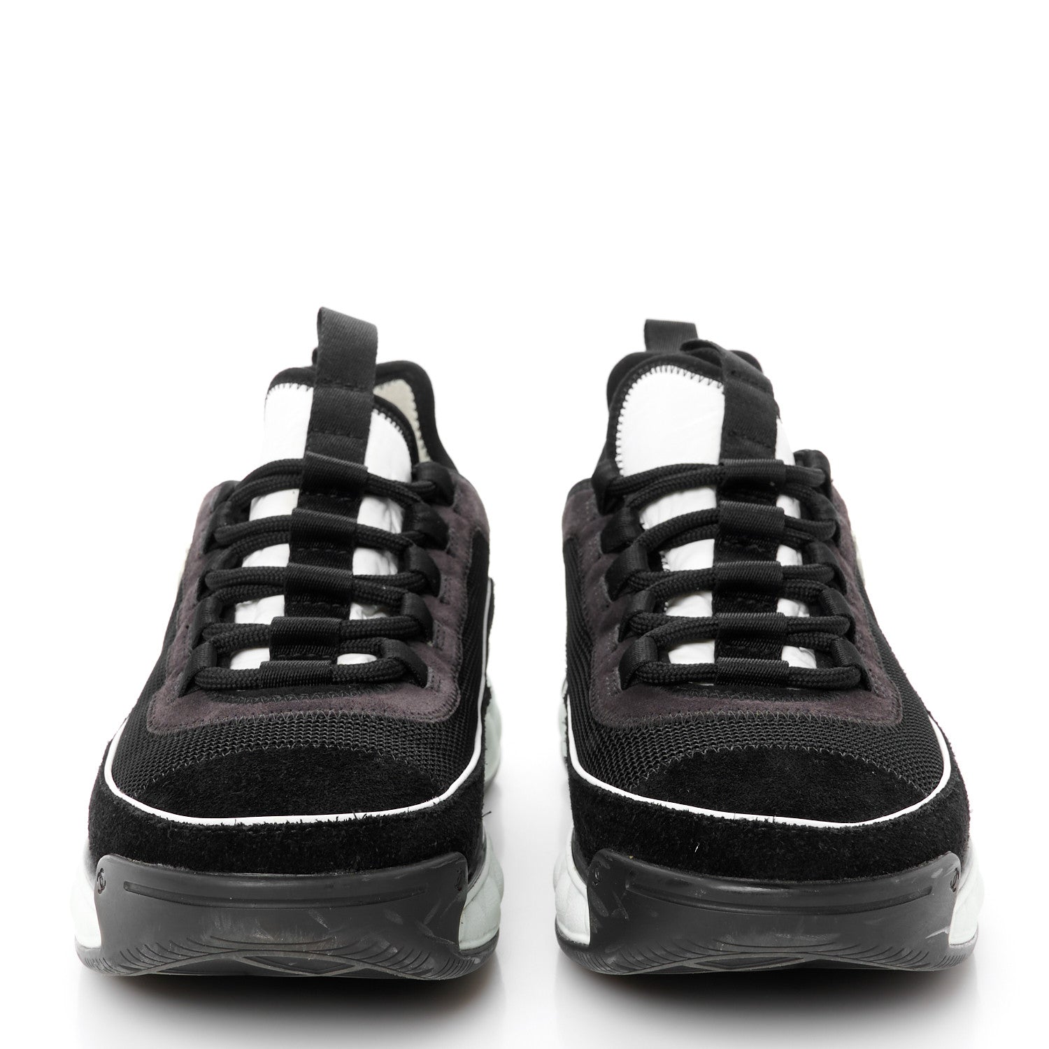 Chanel Fabric Suede CC Sneakers 39 Black Dark Grey 3 of 10
