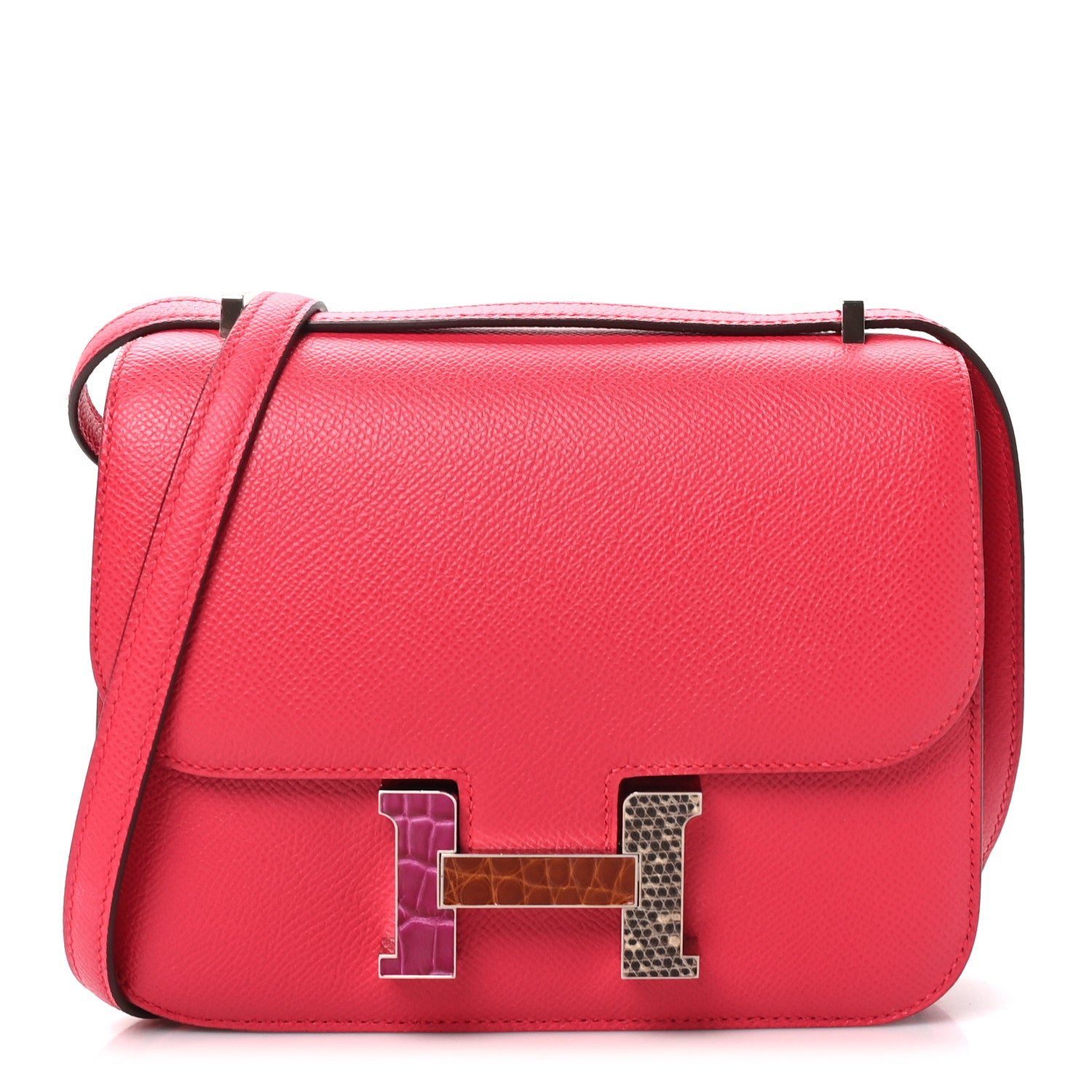 Hermes Epsom Shiny Alligator Lizard Constance 18 Rose Extreme Rose Poupre Etru Ombre 1 of 10