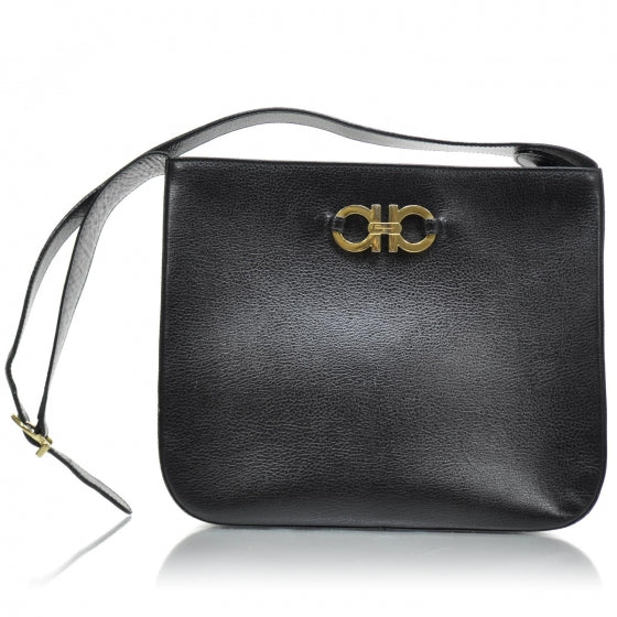 SALVATOREFERRAGAMOLeatherGanciniShoulderBagBlack