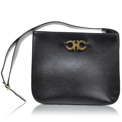 FASHIONPHILE SALVATOREFERRAGAMOLeatherGanciniShoulderBagBlack 1 of 8
