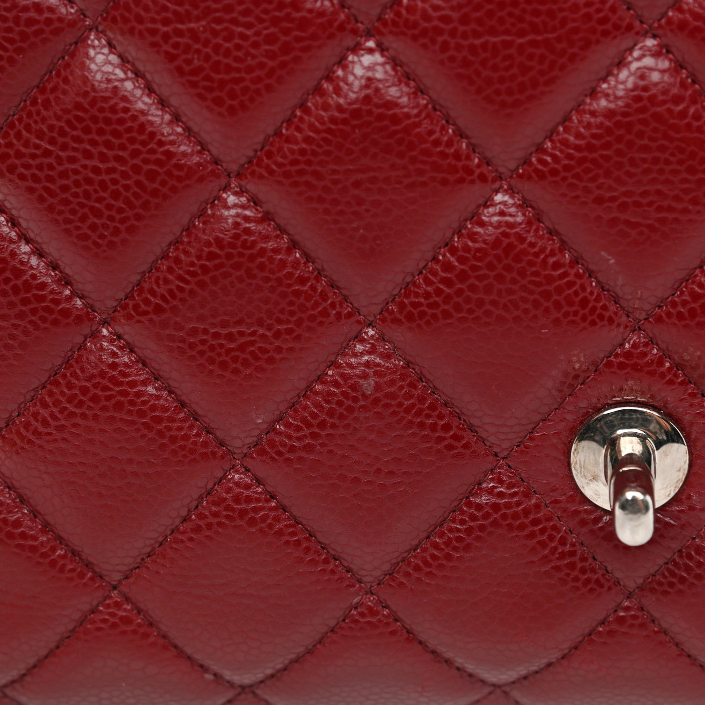 Caviar Quilted Maxi Single Flap Dark Red