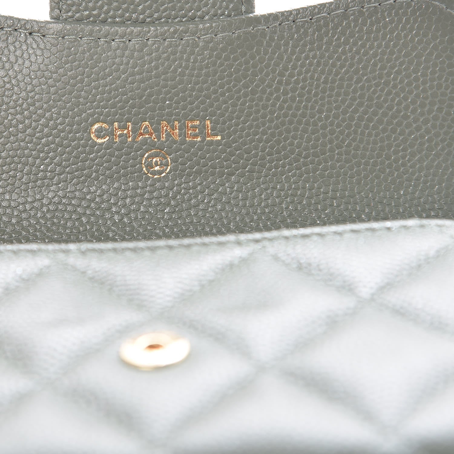 Chanel Iridescent Caviar Quilted Flap Card Holder Wallet Green 6 of 9
