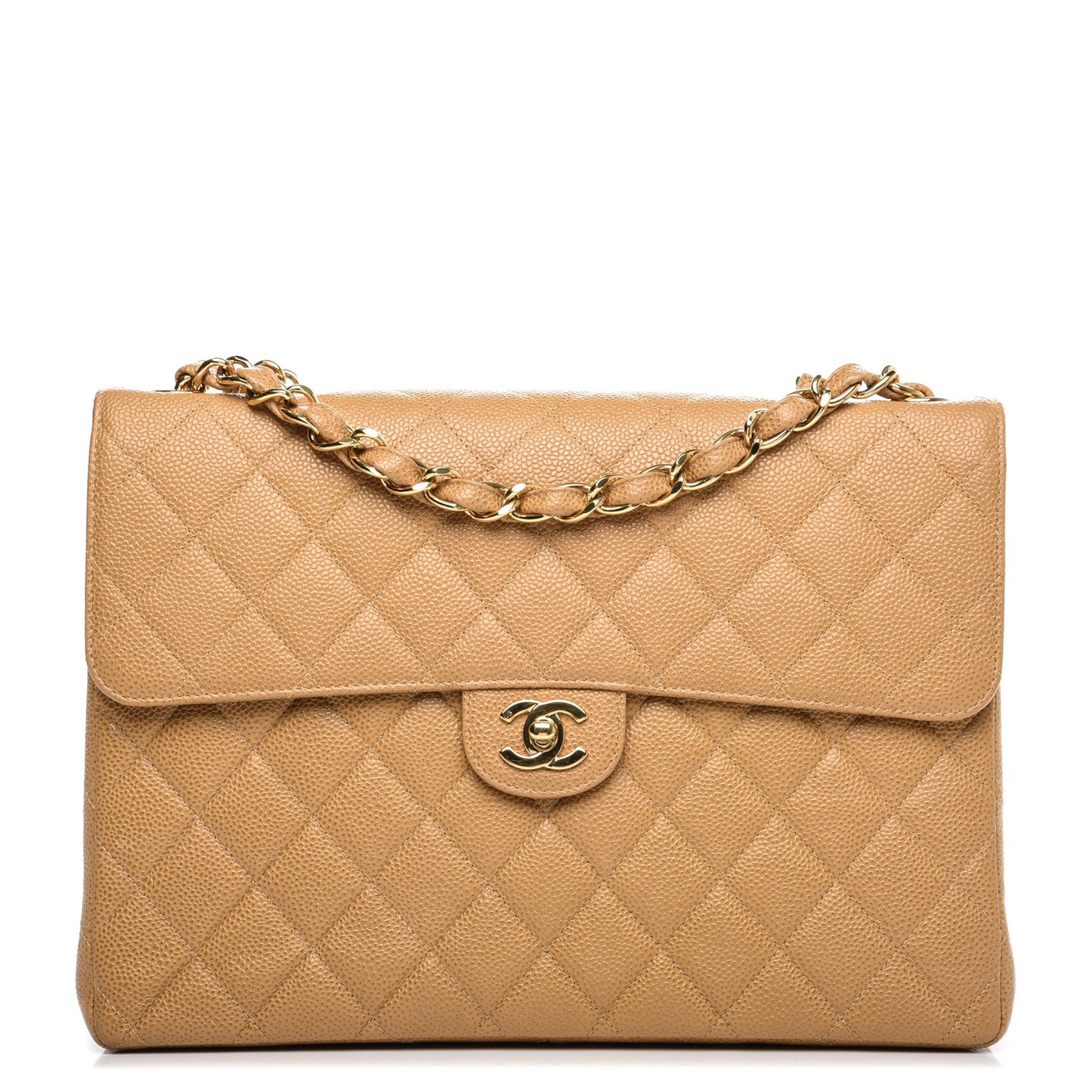 Caviar Jumbo Single Flap Beige
