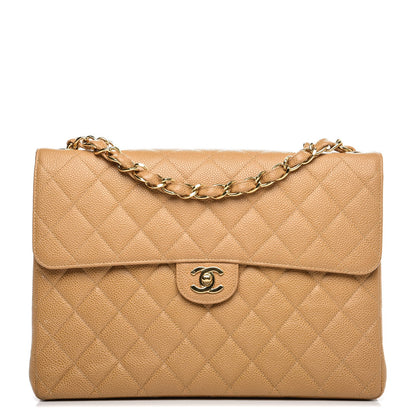 Chanel Caviar Jumbo Single Flap Beige 1 of 7
