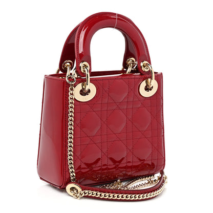 Christian Dior Patent Cannage Mini Lady Dior Red 3 of 9