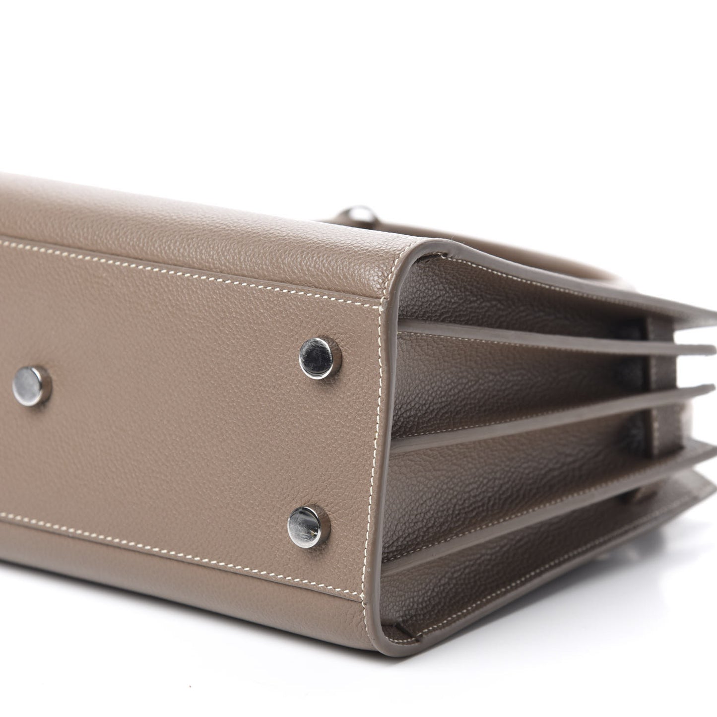 Grained Calfskin Topstich Baby Sac De Jour Taupe