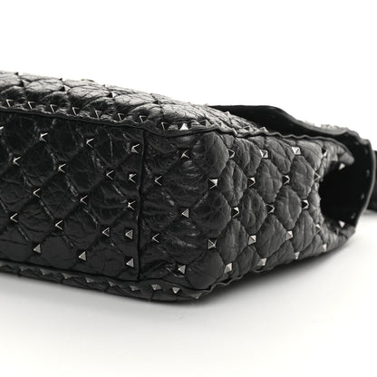 Valentino Garavani Craquele Nappa Large Rockstud Spike Shoulder Bag Black 9 of 15