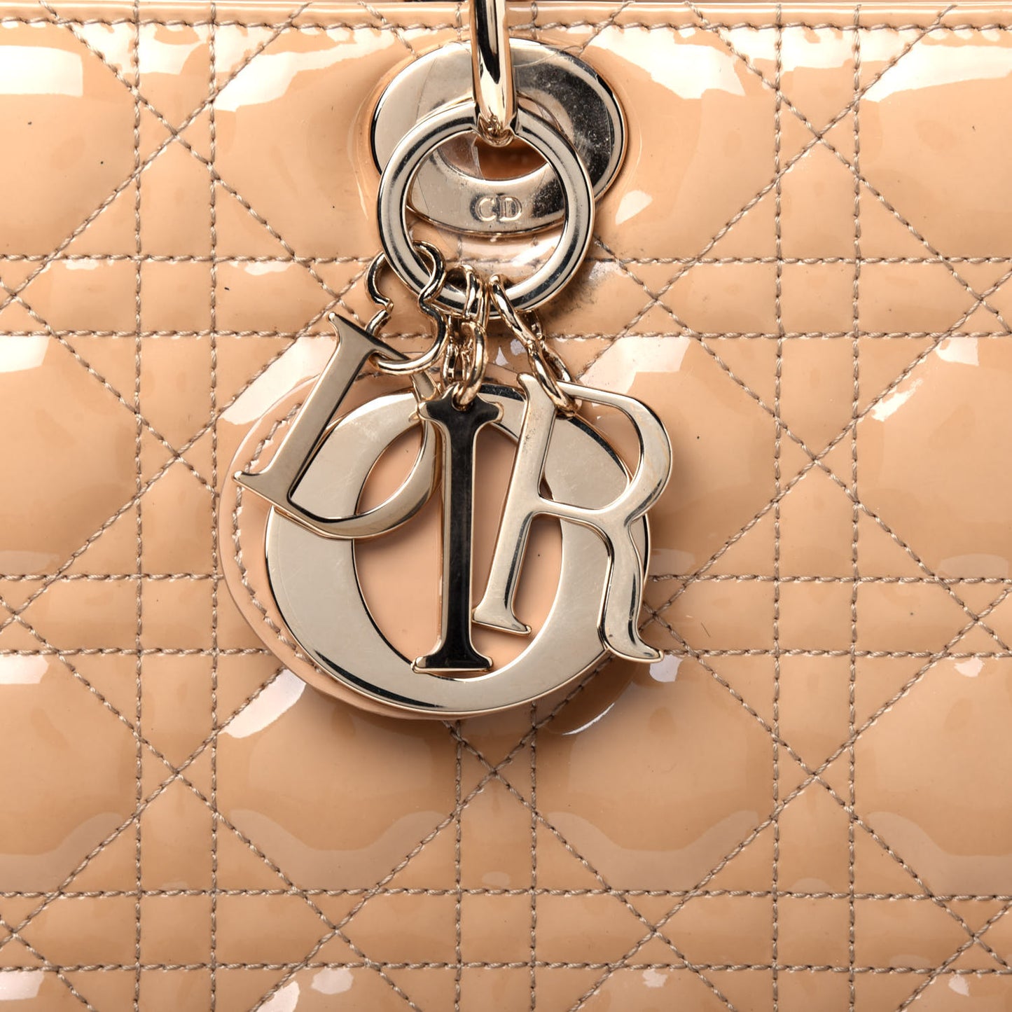 Patent Cannage Large Lady Dior Beige
