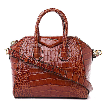 Givenchy Calfskin Crocodile Embossed Mini Antigona Cognac 1 of 9
