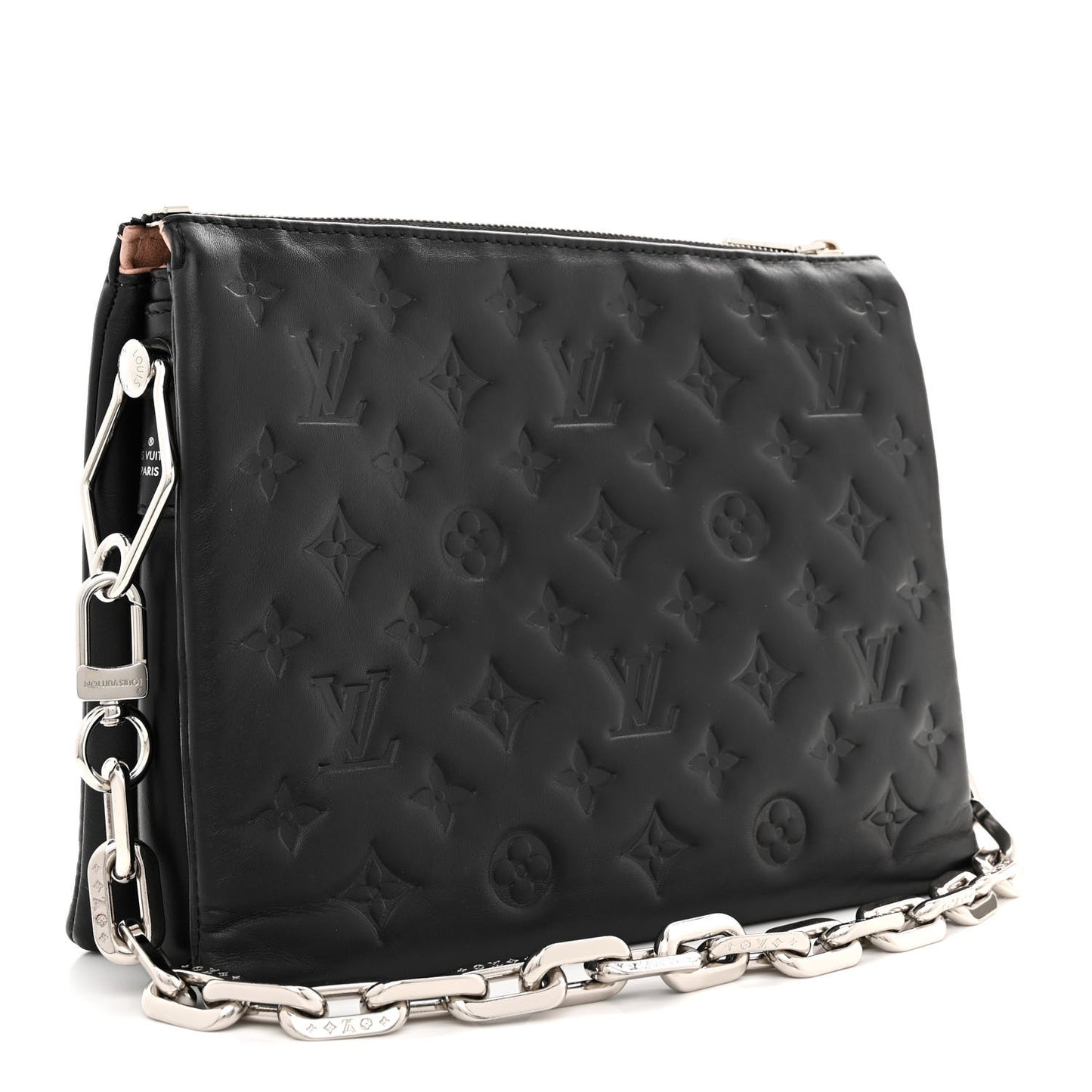 Lambskin Embossed Monogram Coussin PM Black