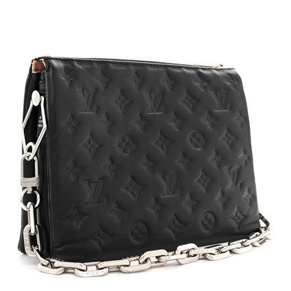 Louis Vuitton Lambskin Embossed Monogram Coussin PM Black 3 of 10