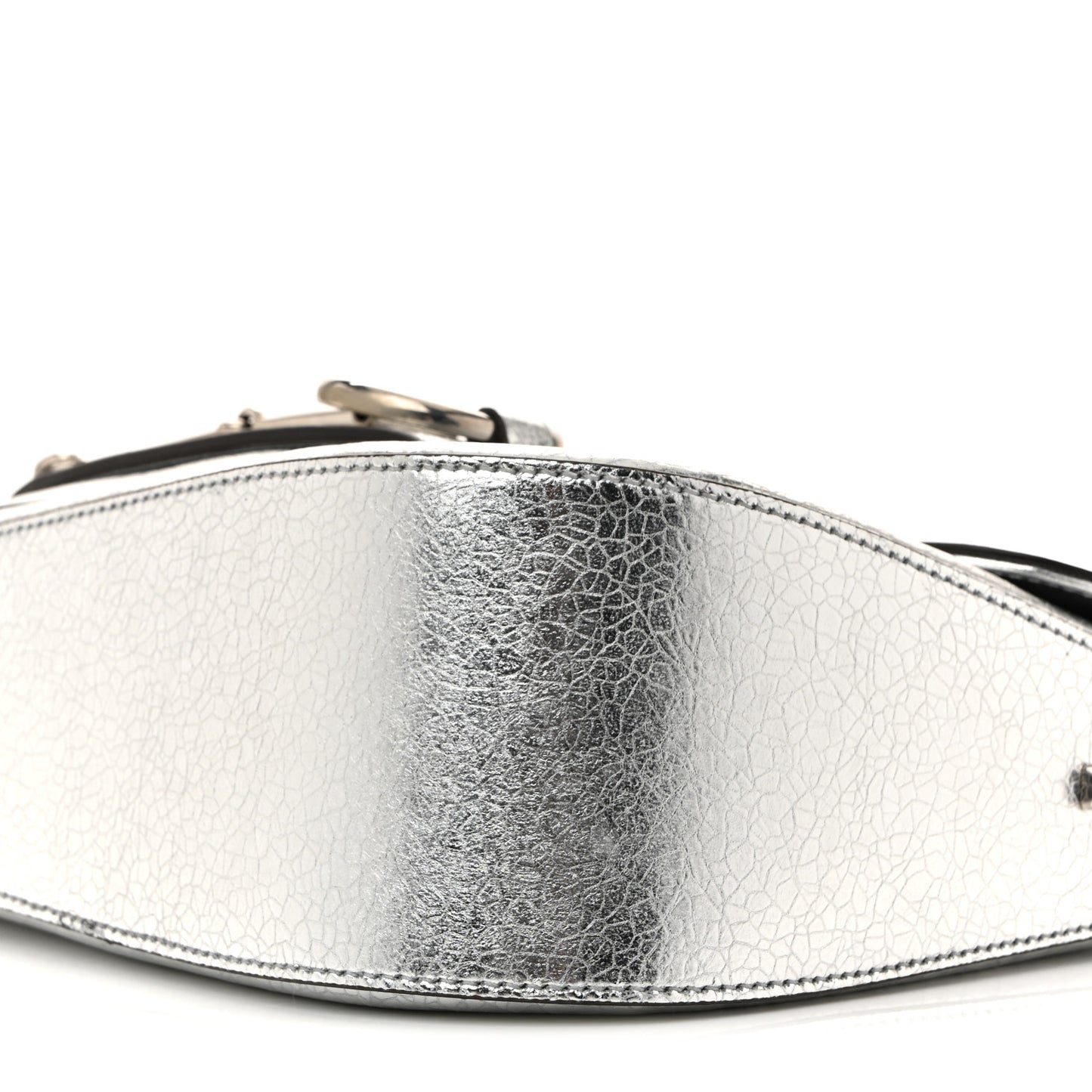 Metallic Demetra Small Horsebit 1955 Asymmetric Shoulder Bag Silver